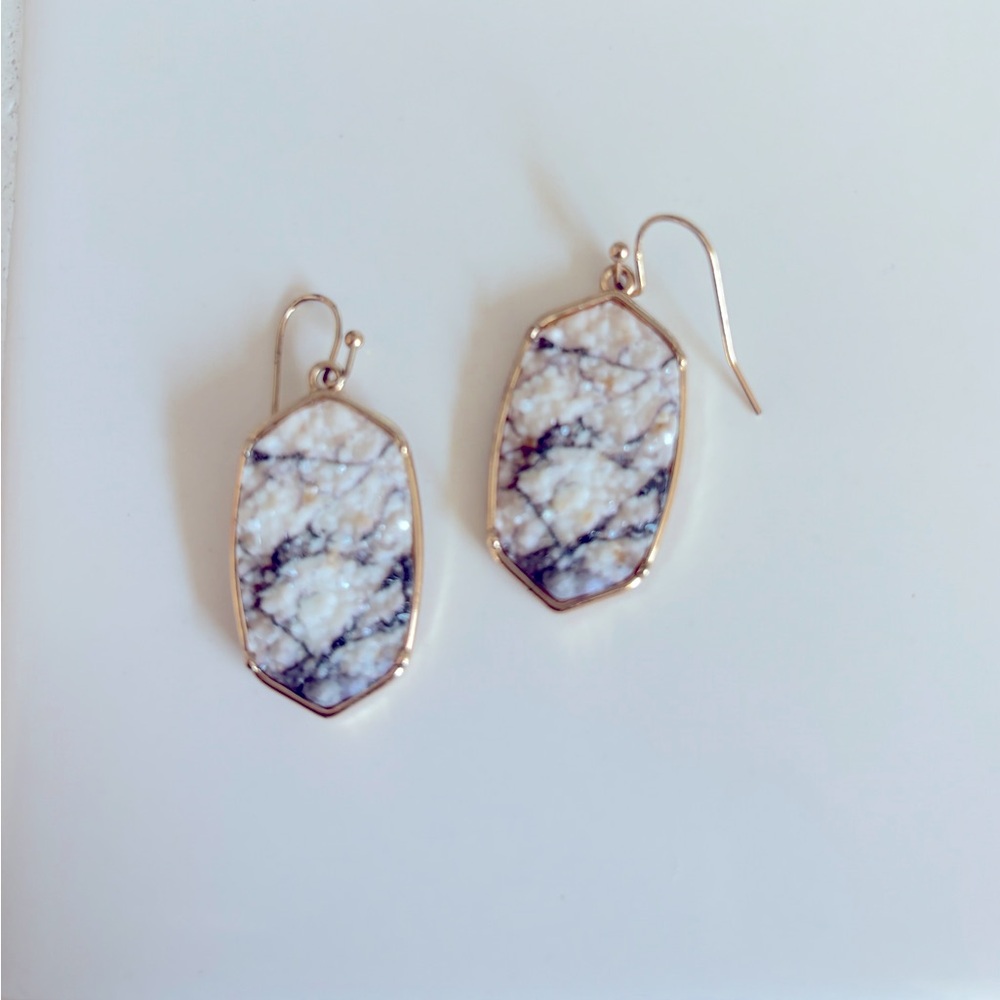 Black and white marble drop earrings